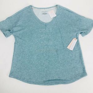 Danskin Womens Aqua Dont Quit Your Day Dream Soft V Neck Shirt Top NWT Size M